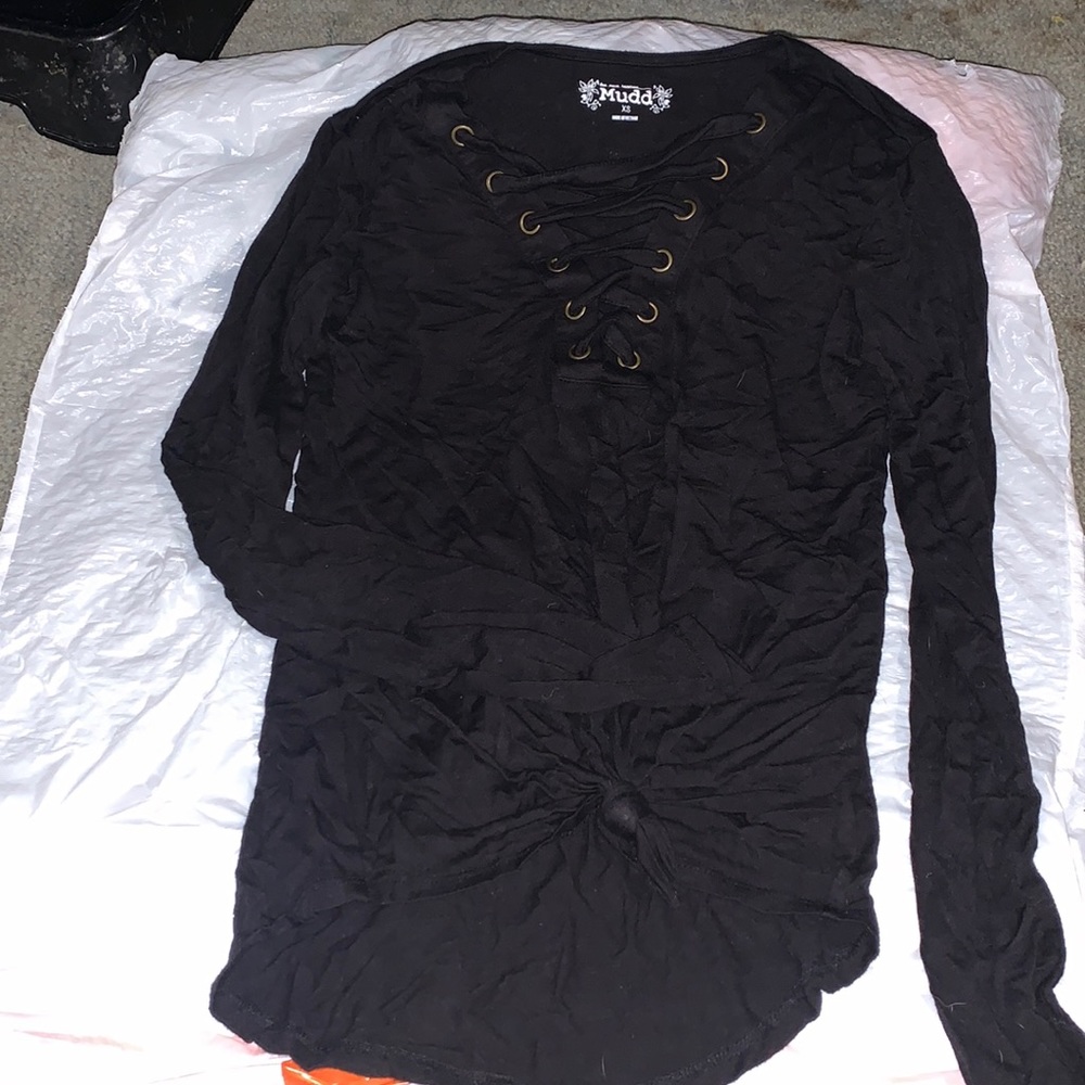 Black cross tie long sleeve